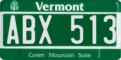 VT license plate ABX513