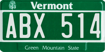 VT license plate ABX514