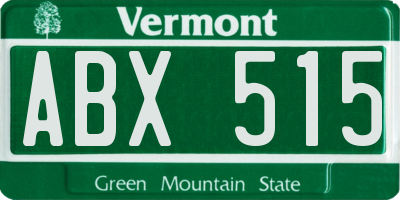 VT license plate ABX515