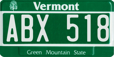 VT license plate ABX518