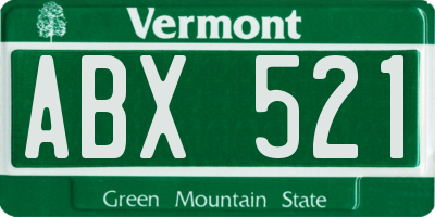 VT license plate ABX521