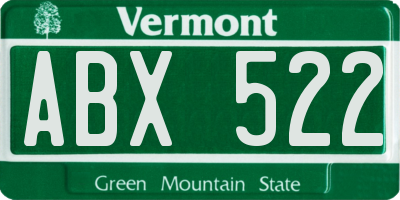VT license plate ABX522