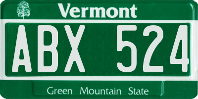 VT license plate ABX524