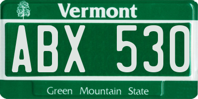VT license plate ABX530
