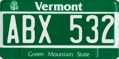 VT license plate ABX532