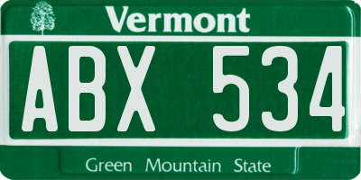 VT license plate ABX534
