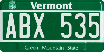 VT license plate ABX535