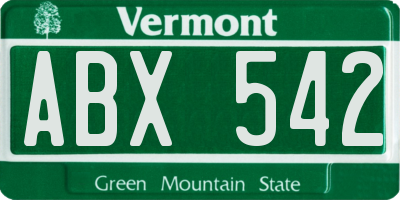 VT license plate ABX542