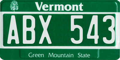 VT license plate ABX543
