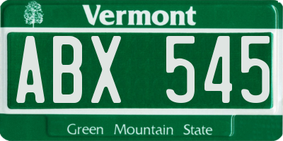 VT license plate ABX545