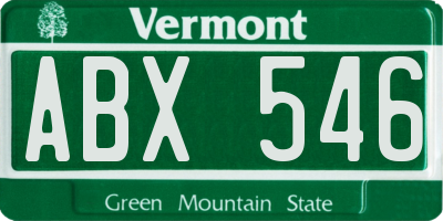 VT license plate ABX546