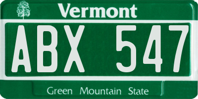 VT license plate ABX547