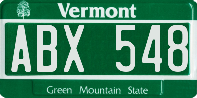 VT license plate ABX548
