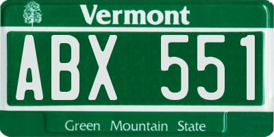 VT license plate ABX551