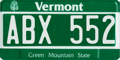 VT license plate ABX552