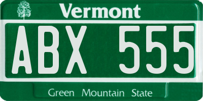 VT license plate ABX555