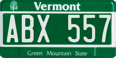 VT license plate ABX557