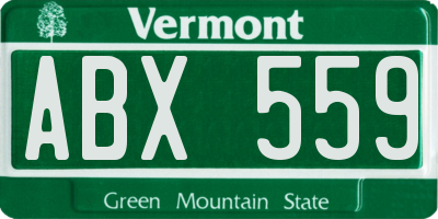 VT license plate ABX559