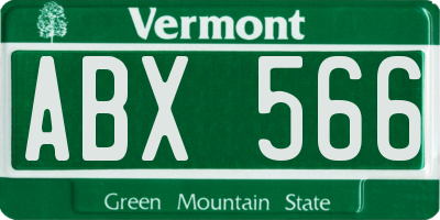 VT license plate ABX566
