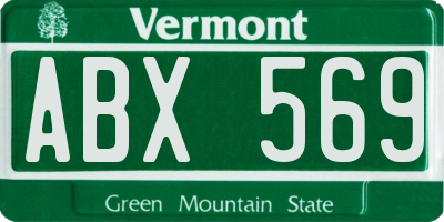 VT license plate ABX569