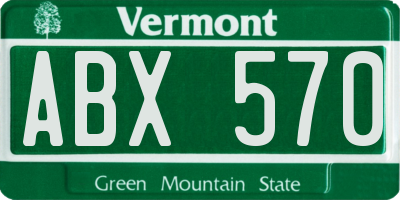 VT license plate ABX570