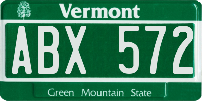 VT license plate ABX572