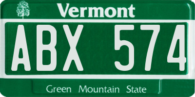 VT license plate ABX574