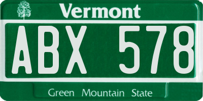 VT license plate ABX578