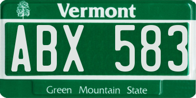 VT license plate ABX583
