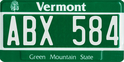 VT license plate ABX584