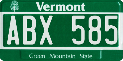 VT license plate ABX585