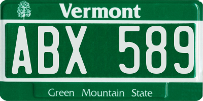 VT license plate ABX589