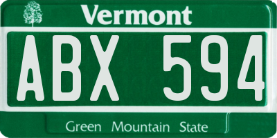 VT license plate ABX594
