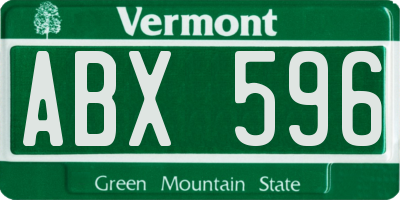 VT license plate ABX596