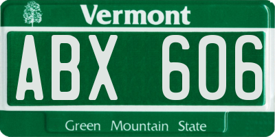 VT license plate ABX606