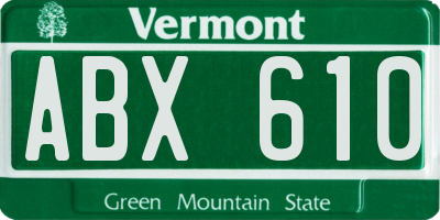 VT license plate ABX610