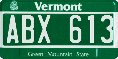 VT license plate ABX613