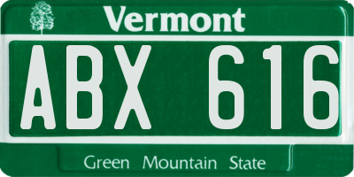 VT license plate ABX616