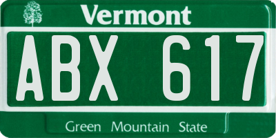 VT license plate ABX617
