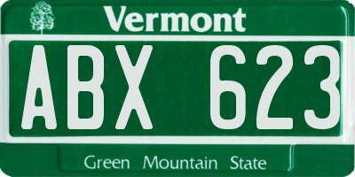 VT license plate ABX623
