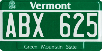 VT license plate ABX625