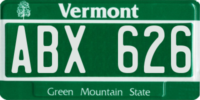VT license plate ABX626