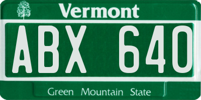 VT license plate ABX640