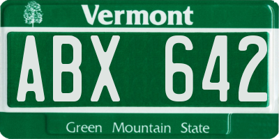 VT license plate ABX642