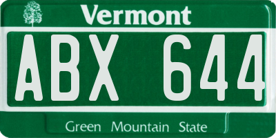 VT license plate ABX644