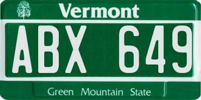 VT license plate ABX649