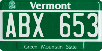 VT license plate ABX653