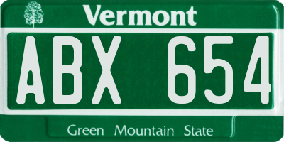 VT license plate ABX654