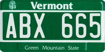 VT license plate ABX665