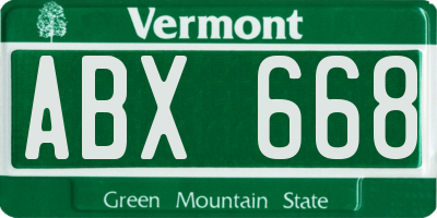 VT license plate ABX668